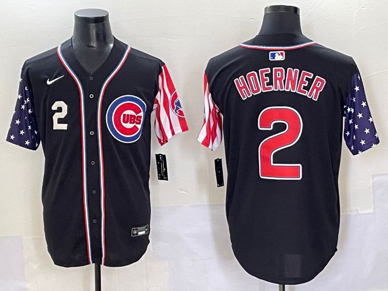 Men 2025 Chicago Cubs 2 Hoerner Black a generation of national flags Joint Name Nike MLB Jersey style 4